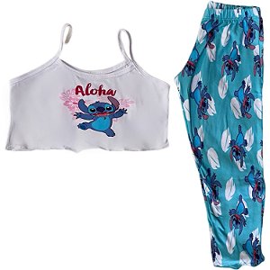 Conjunto Pijama Infantil Stitch Azul Calça